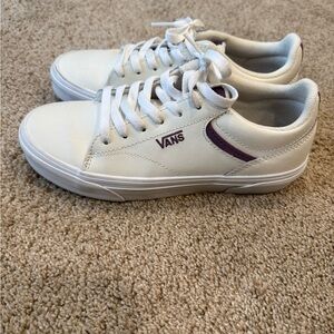 Vans Classic White Sneakers with Purple Detail